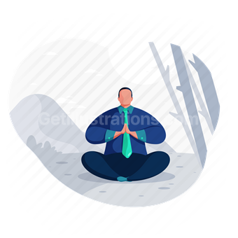 man, meditate, meditation, outdoors